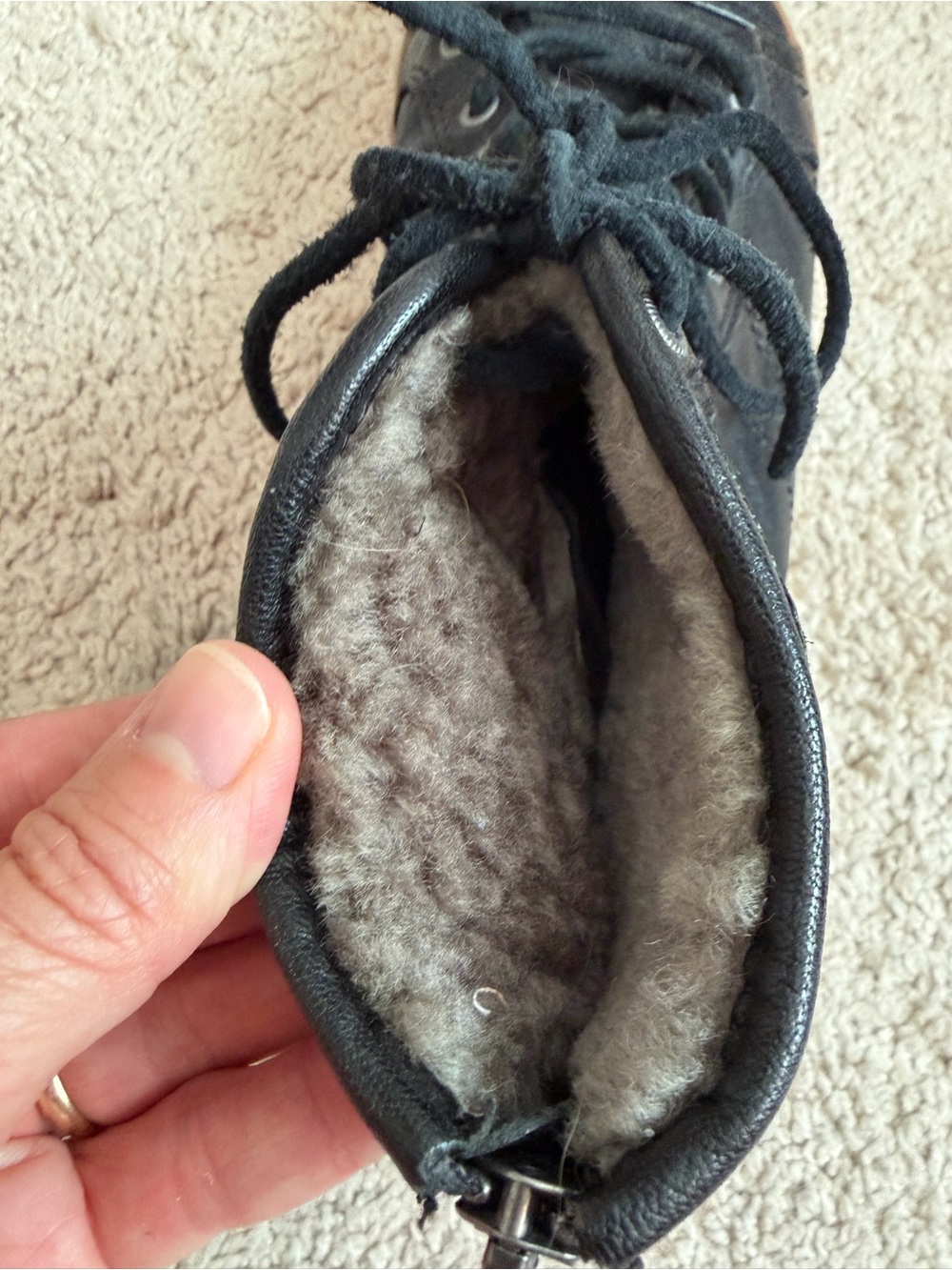 Frye Greene Black Leather Shearling Lined High Back Zip Bootie Sneaker Size 6.5M - Picture 7 of 10